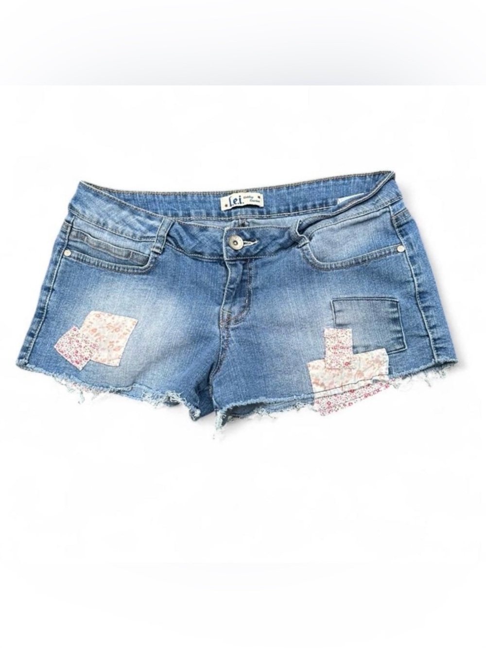 Y2K low rise patchwork denim shorts ☆ coquette fairycore cutoffs Women’s 11 Vtg